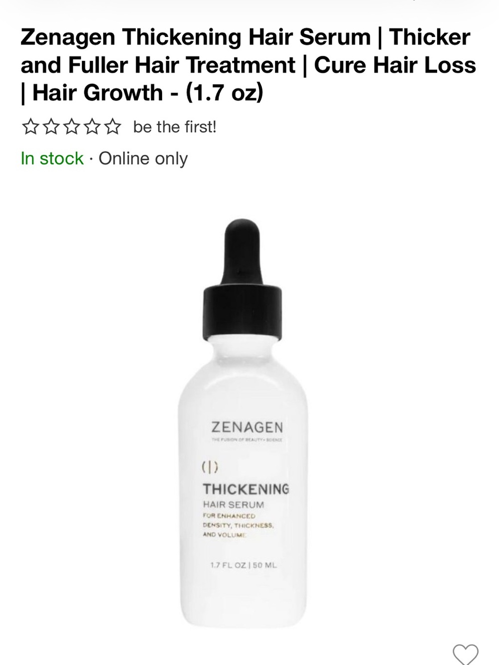 Zenagen Densifying/Thickening Hair Serum NWT